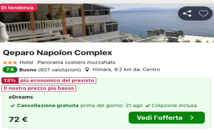 L'offerta interessata